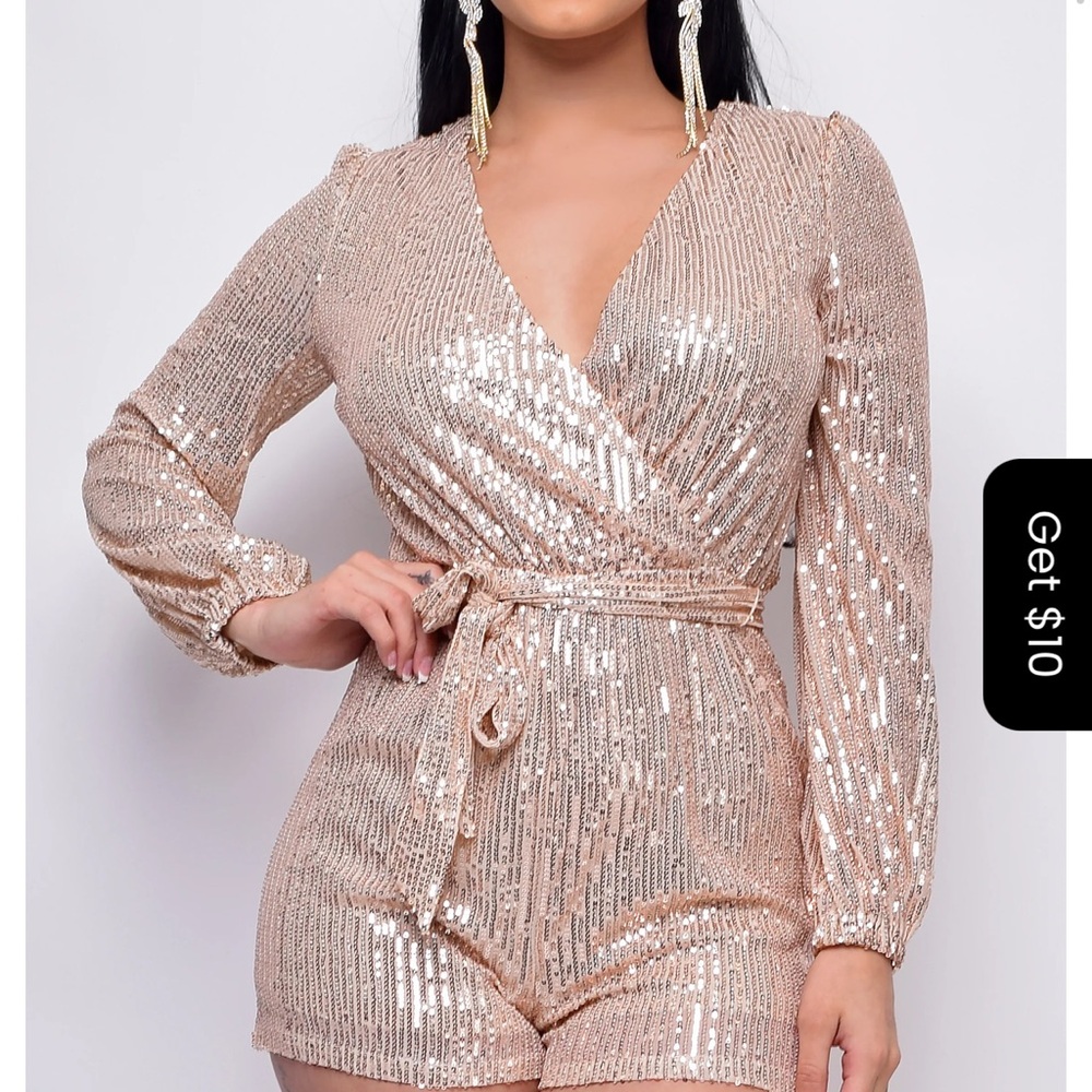 gold sequin romper - Picture 3 of 3